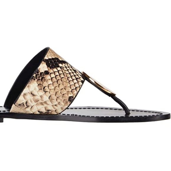 NWT Tory Burch® Patos Snakeskin-Embossed Leather Thong Sandals - Picture 4 of 10